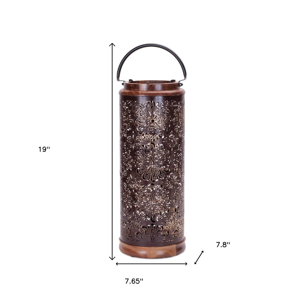 19" Brown Abstract Manufactured Wood Tabletop Pillar Candle Holder HomeRoots