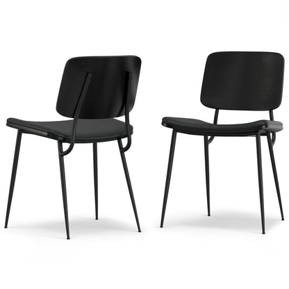 Set of Two Black Faux Leather And Solid Wood Dining Side Chairs HomeRoots