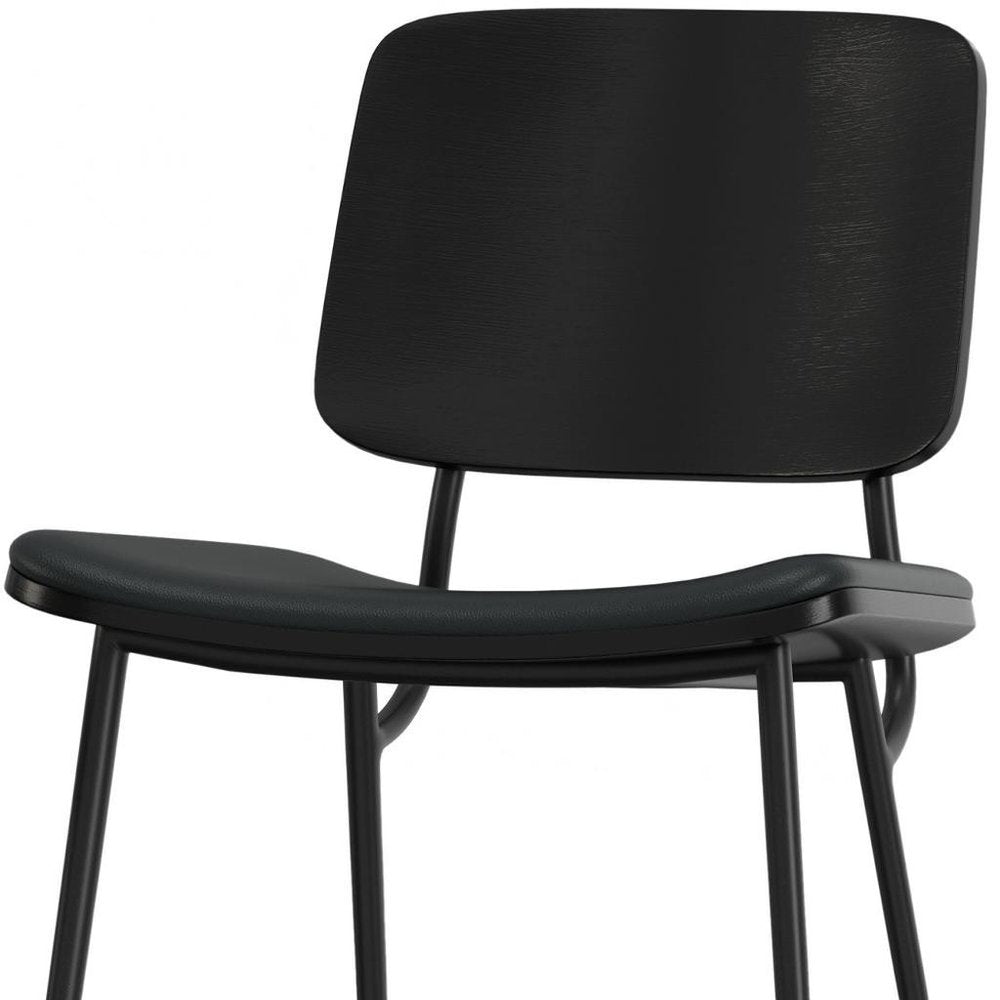 Set of Two Black Faux Leather And Solid Wood Dining Side Chairs HomeRoots