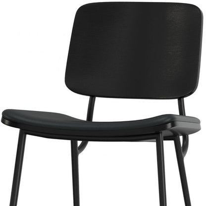 Set of Two Black Faux Leather And Solid Wood Dining Side Chairs HomeRoots