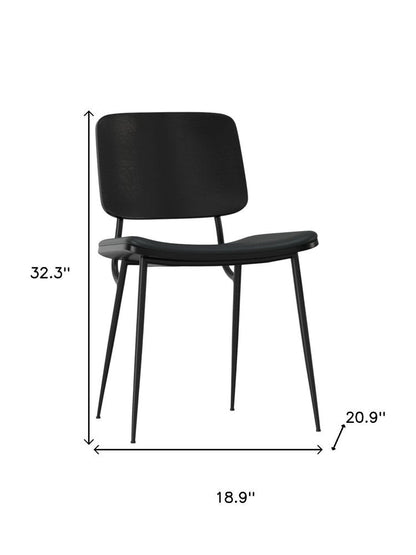 Set of Two Black Faux Leather And Solid Wood Dining Side Chairs HomeRoots