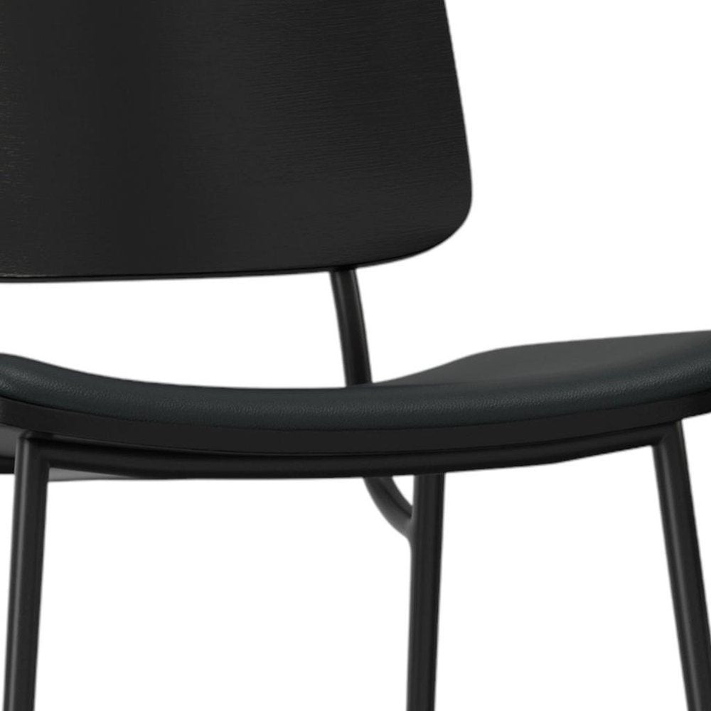 Set of Two Black Faux Leather And Solid Wood Dining Side Chairs HomeRoots