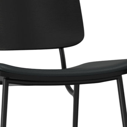 Set of Two Black Faux Leather And Solid Wood Dining Side Chairs HomeRoots