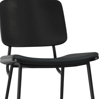 Set of Two Black Faux Leather And Solid Wood Dining Side Chairs HomeRoots