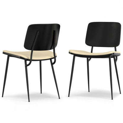 Set of Two Black Faux Leather And Solid Wood Dining Side Chairs HomeRoots