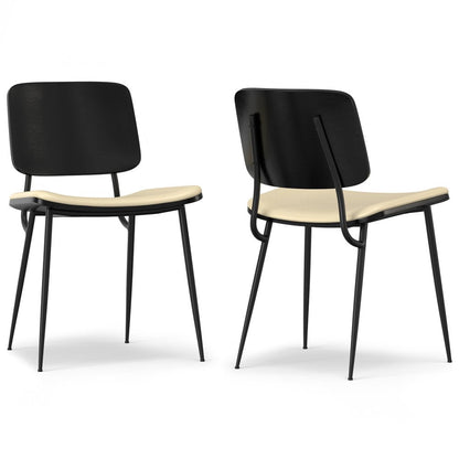 Set of Two Black Faux Leather And Solid Wood Dining Side Chairs HomeRoots