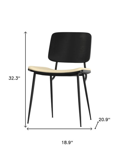 Set of Two Black Faux Leather And Solid Wood Dining Side Chairs HomeRoots