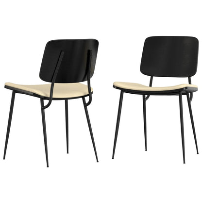 Set of Two Black Faux Leather And Solid Wood Dining Side Chairs HomeRoots
