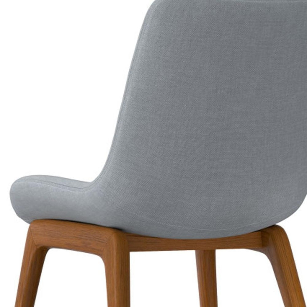 Set of Two Gray And Walnut Linen And Solid Wood Dining Parsons Chairs — view 2