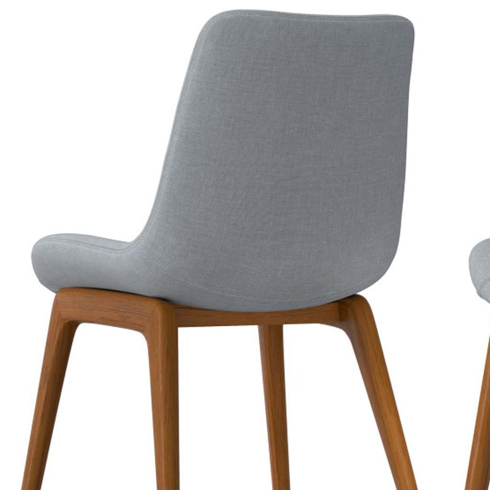 Set of Two Gray And Walnut Linen And Solid Wood Dining Parsons Chairs — view 3