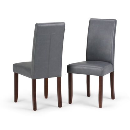 Set of Two Brown Faux Leather And Wood Dining Parsons Chairs HomeRoots