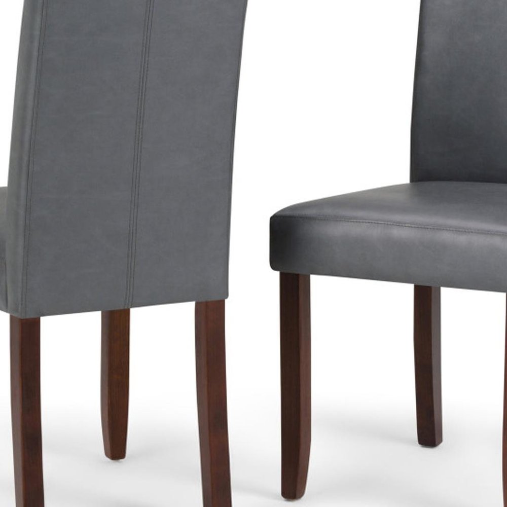 Set of Two Brown Faux Leather And Wood Dining Parsons Chairs HomeRoots