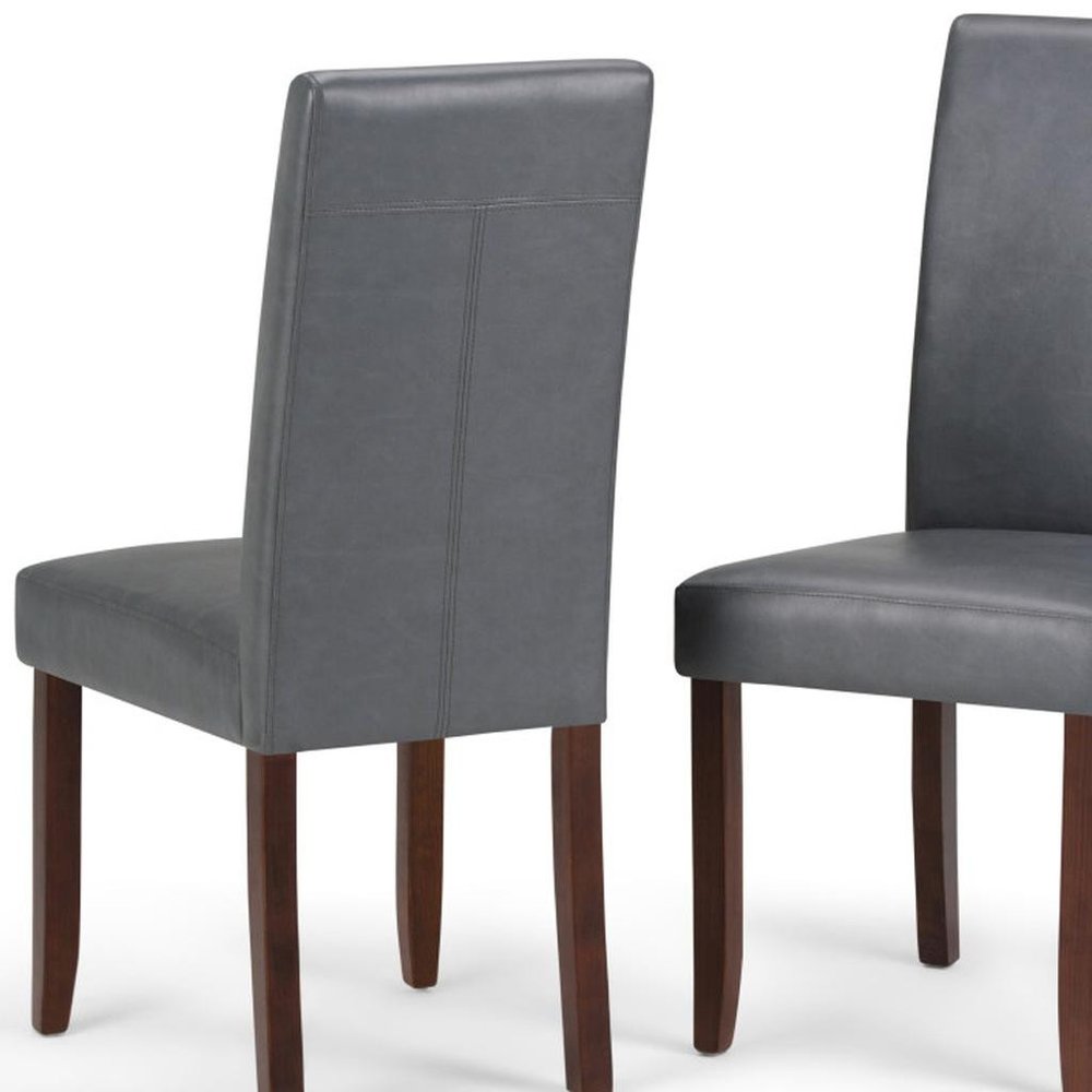 Set of Two Brown Faux Leather And Wood Dining Parsons Chairs — view 6