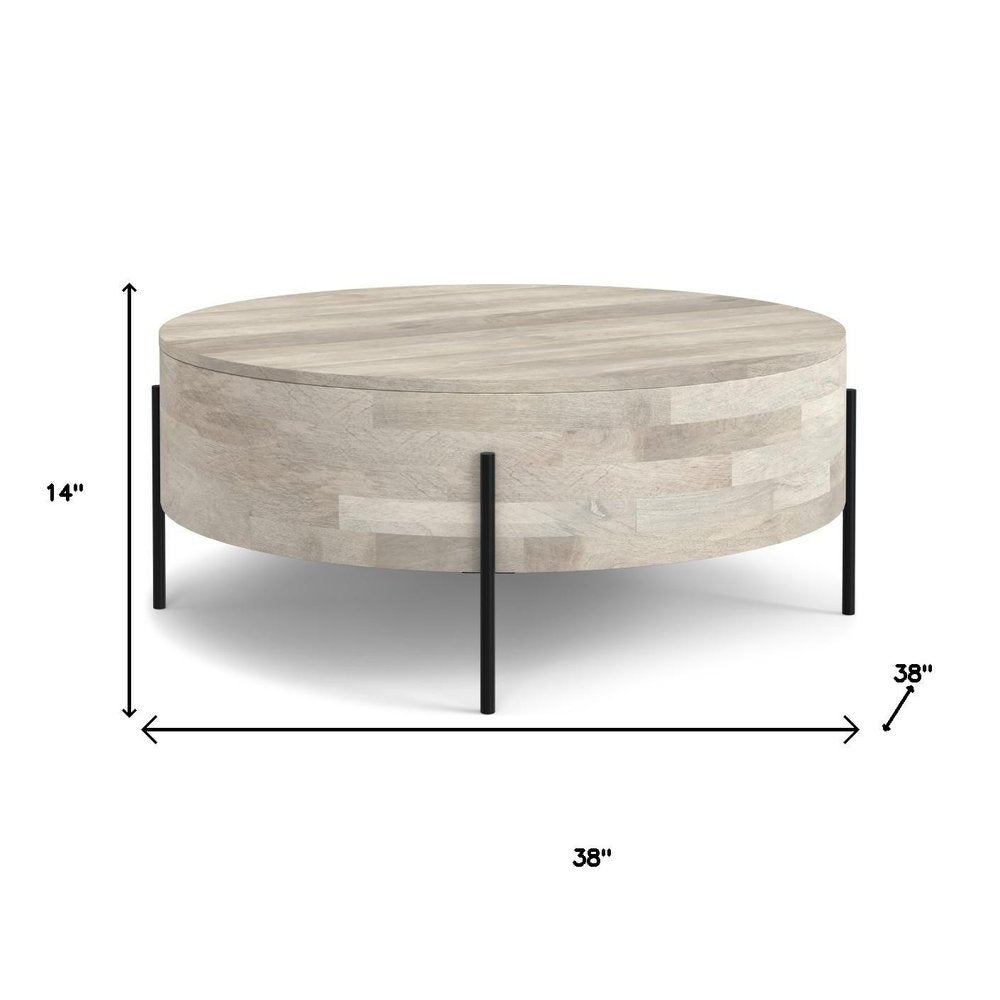 38" White Solid Wood Round Solid Coffee Table HomeRoots