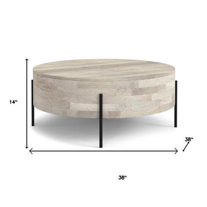38" White Solid Wood Round Solid Coffee Table HomeRoots