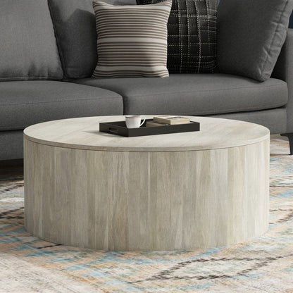 36" White Solid Wood Round Solid Coffee Table HomeRoots