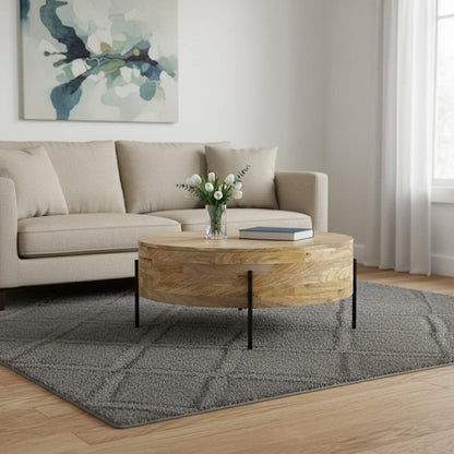 38" Natural Solid Wood Round Solid Coffee Table HomeRoots