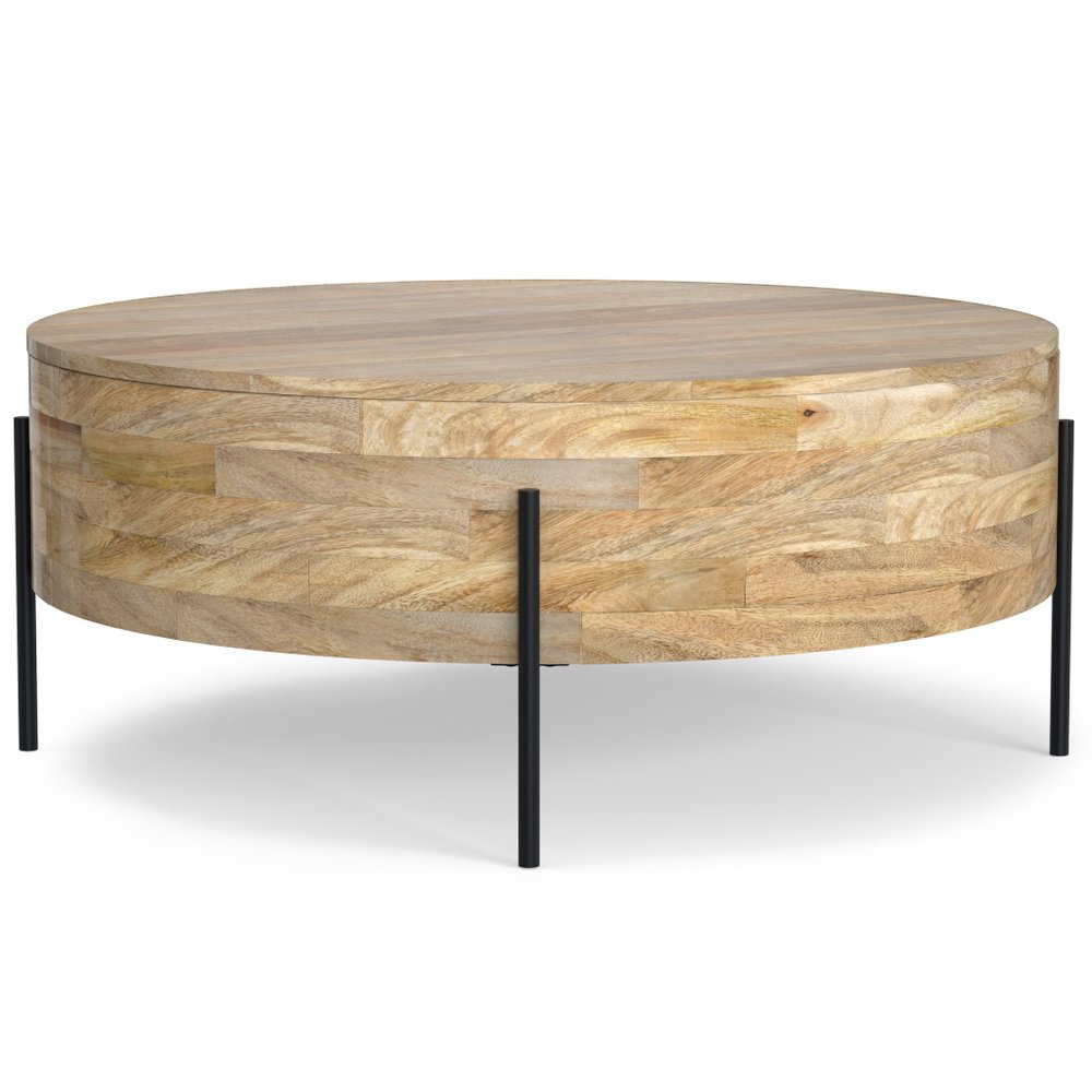 38" Natural Solid Wood Round Solid Coffee Table HomeRoots
