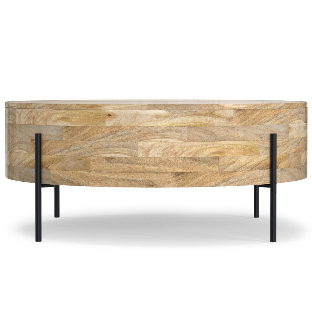 38" Natural Solid Wood Round Solid Coffee Table HomeRoots