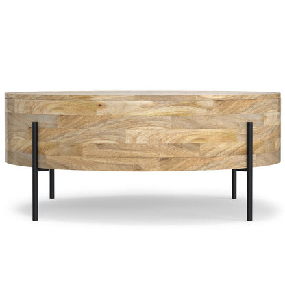 38" Natural Solid Wood Round Solid Coffee Table HomeRoots