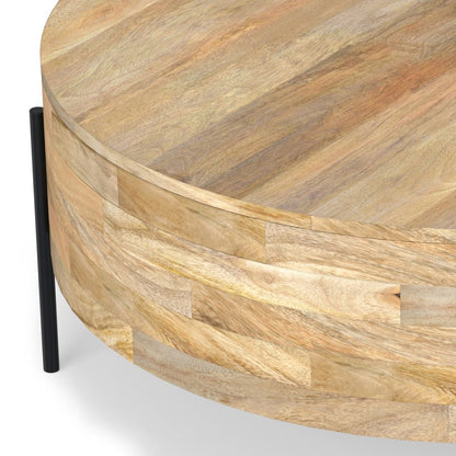 38" Natural Solid Wood Round Solid Coffee Table HomeRoots