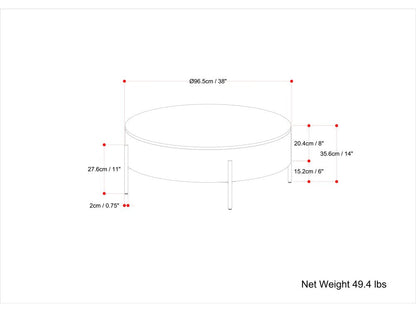 38" Natural Solid Wood Round Solid Coffee Table HomeRoots