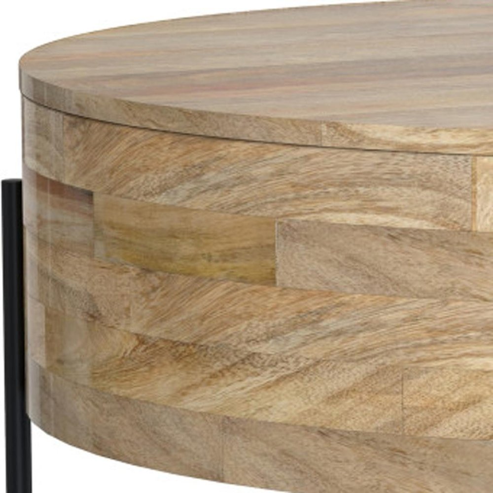 38" Natural Solid Wood Round Solid Coffee Table HomeRoots