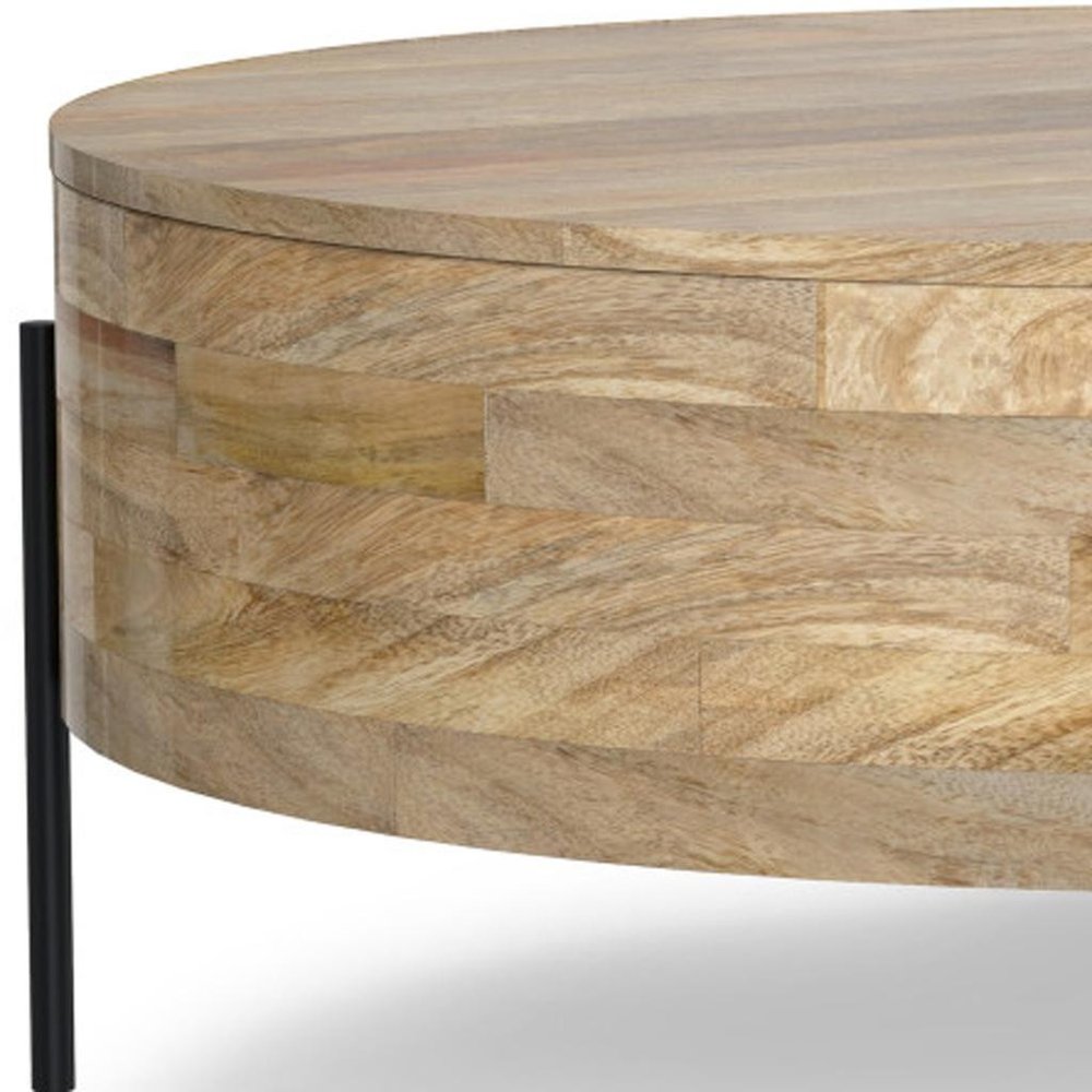 38" Natural Solid Wood Round Solid Coffee Table HomeRoots