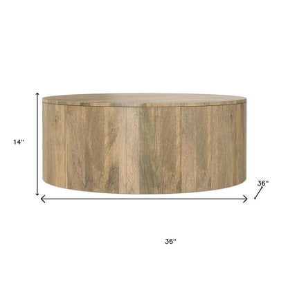 36" Brown Solid Wood Round Solid Coffee Table HomeRoots