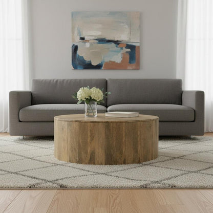 36" Brown Solid Wood Round Solid Coffee Table HomeRoots