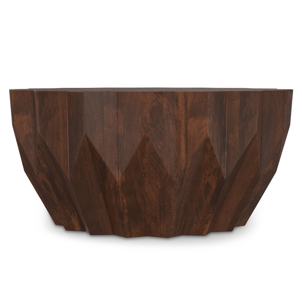 34" Walnut Solid Wood Free Form Solid Coffee Table HomeRoots