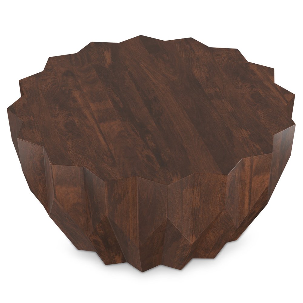 34" Walnut Solid Wood Free Form Solid Coffee Table HomeRoots