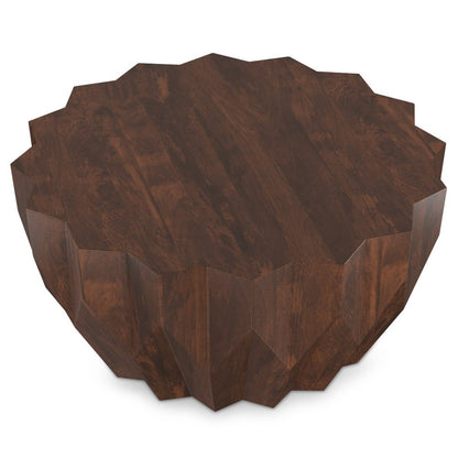 34" Walnut Solid Wood Free Form Solid Coffee Table HomeRoots