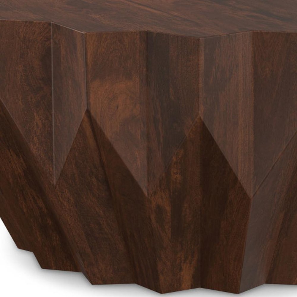 34" Walnut Solid Wood Free Form Solid Coffee Table HomeRoots