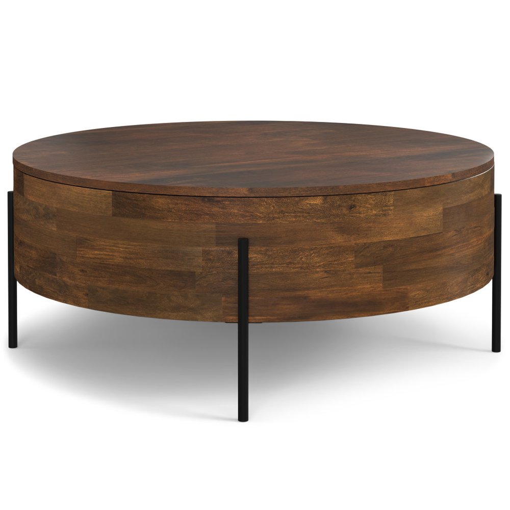 38" Brown Solid Wood Round Solid Coffee Table HomeRoots
