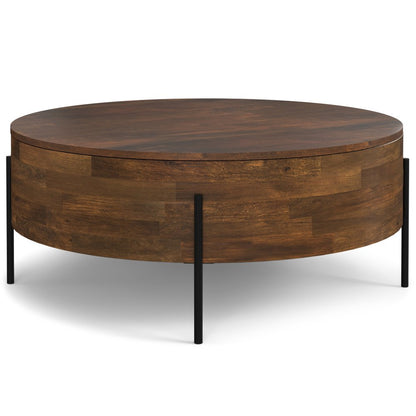 38" Brown Solid Wood Round Solid Coffee Table HomeRoots