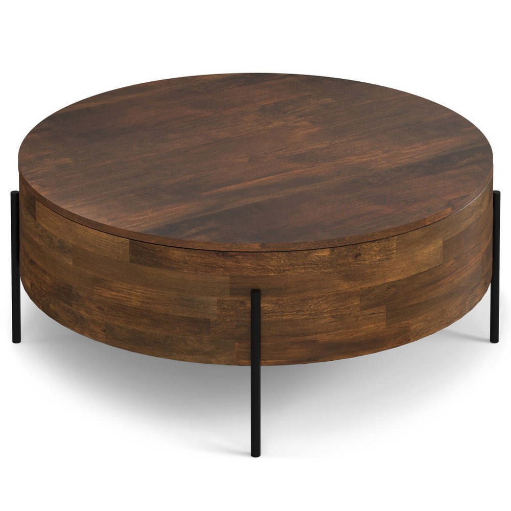38" Brown Solid Wood Round Solid Coffee Table HomeRoots