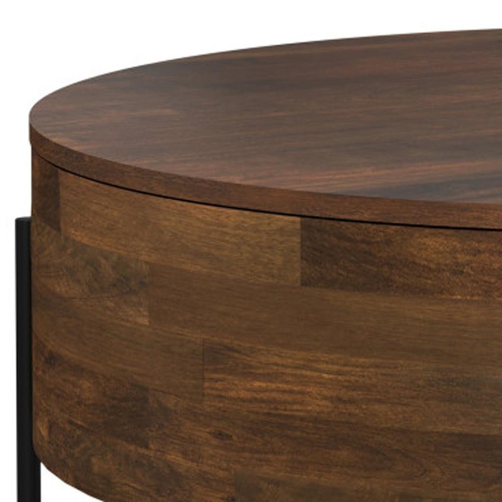 38" Brown Solid Wood Round Solid Coffee Table HomeRoots