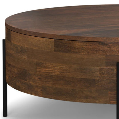 38" Brown Solid Wood Round Solid Coffee Table HomeRoots