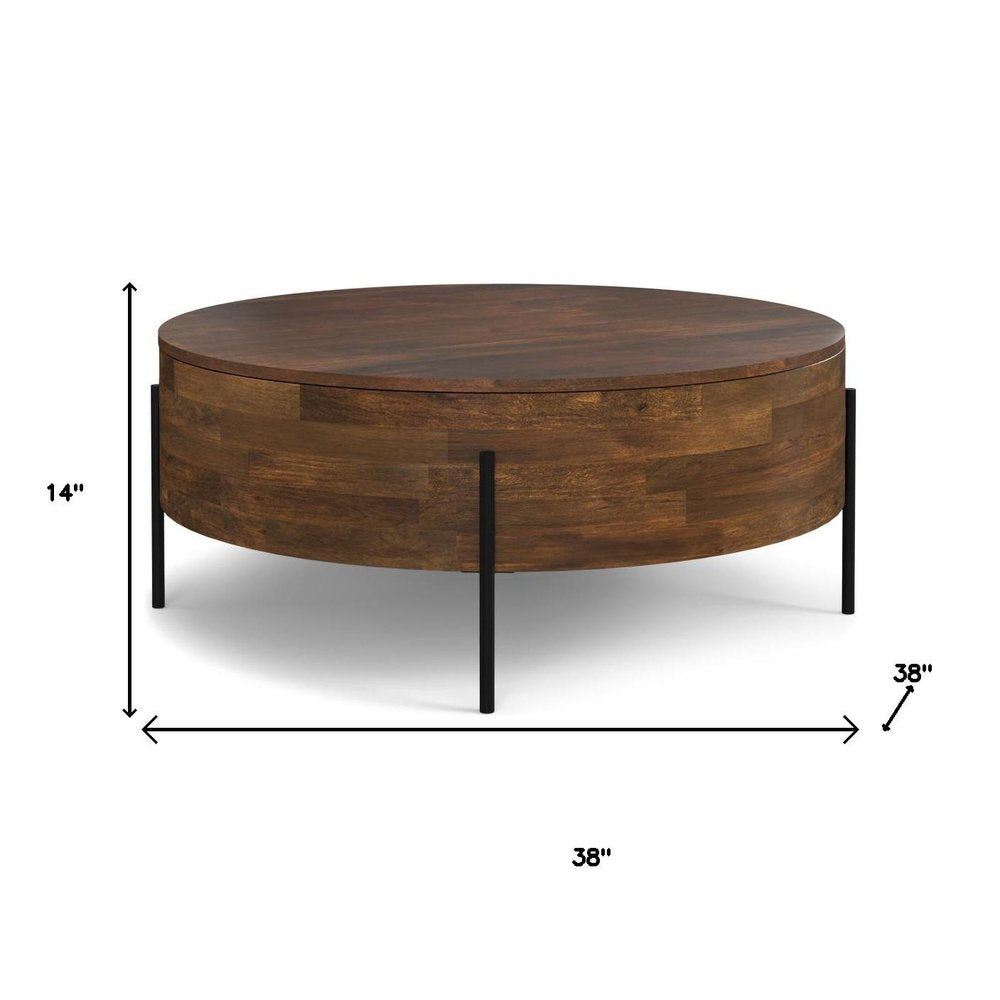 38" Brown Solid Wood Round Solid Coffee Table HomeRoots