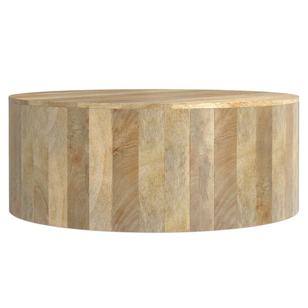 36" Natural Solid Wood Round Solid Coffee Table HomeRoots