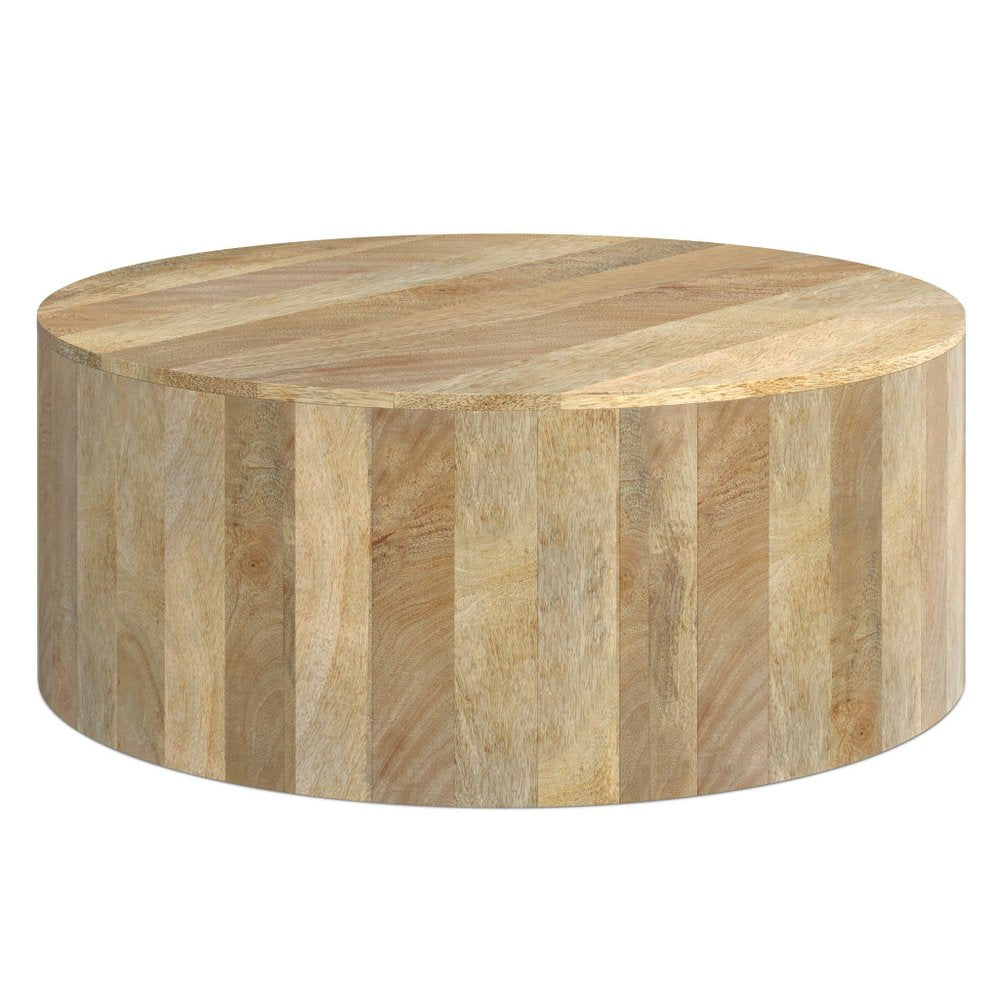 36" Natural Solid Wood Round Solid Coffee Table HomeRoots