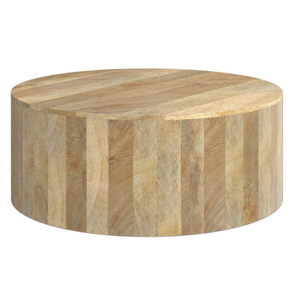 36" Natural Solid Wood Round Solid Coffee Table HomeRoots