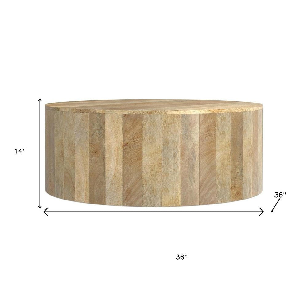 36" Natural Solid Wood Round Solid Coffee Table HomeRoots