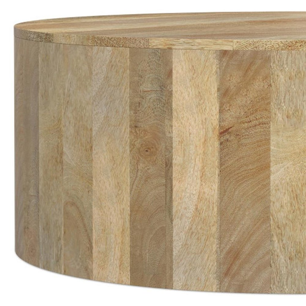 36" Natural Solid Wood Round Solid Coffee Table HomeRoots