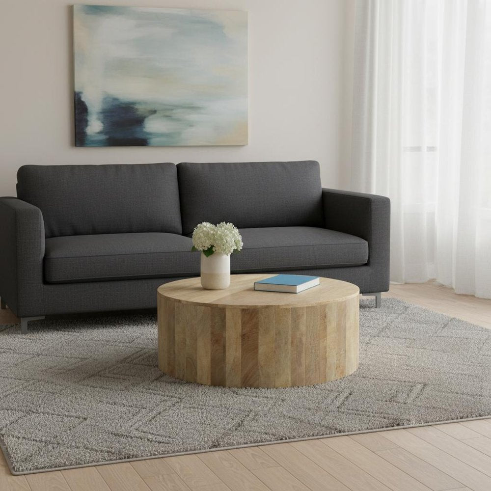 36" Natural Solid Wood Round Solid Coffee Table HomeRoots