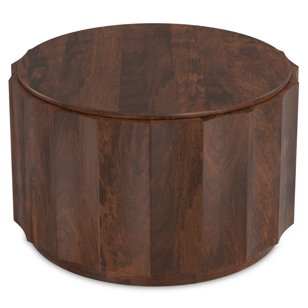 32" Brown Solid Wood Round Solid Coffee Table HomeRoots