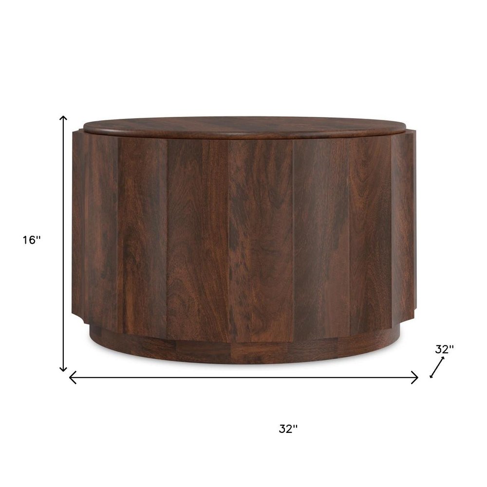 32" Brown Solid Wood Round Solid Coffee Table HomeRoots