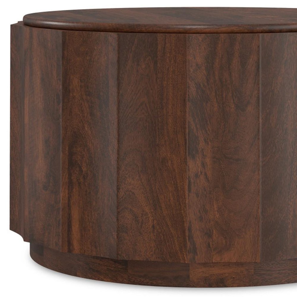 32" Brown Solid Wood Round Solid Coffee Table HomeRoots