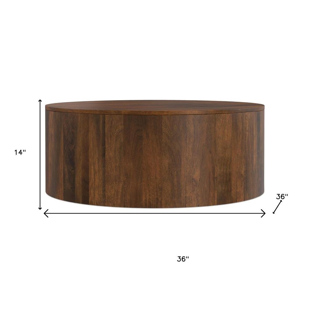 36" Brown Solid Wood Round Solid Coffee Table HomeRoots